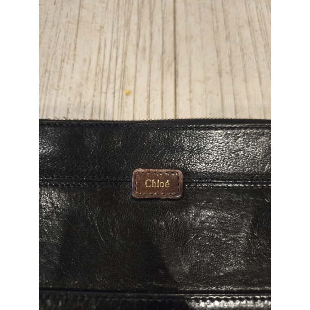 Vintage Black Chloé Women's Black Leather Zip-Around Wallet‎ Credit Card Holder